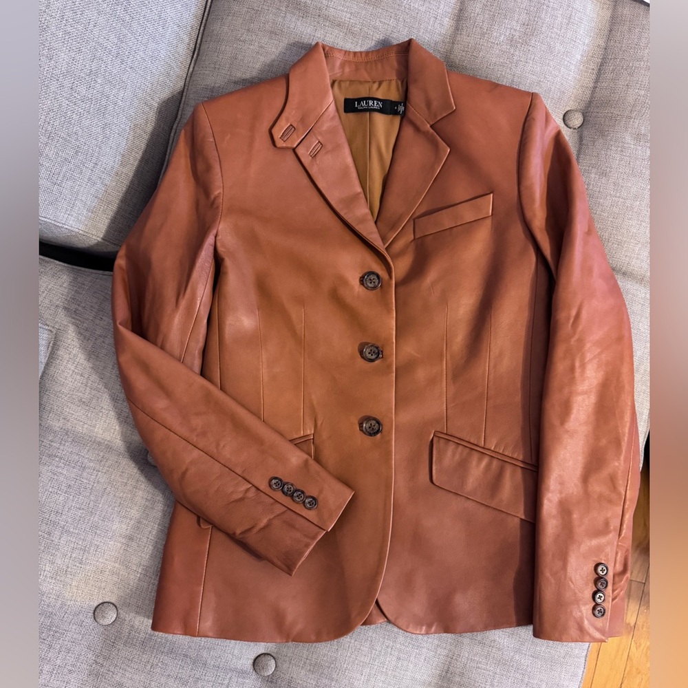 Ralph Lauren Women's Tan Leather Blazer - Picture 11 of 13